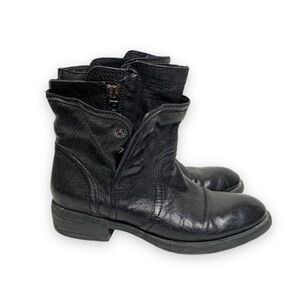 VERA WANG black leather combat boot